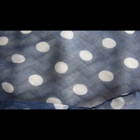 Navy Blue Polka dot Scarf Sheer - Picture 2 of 3
